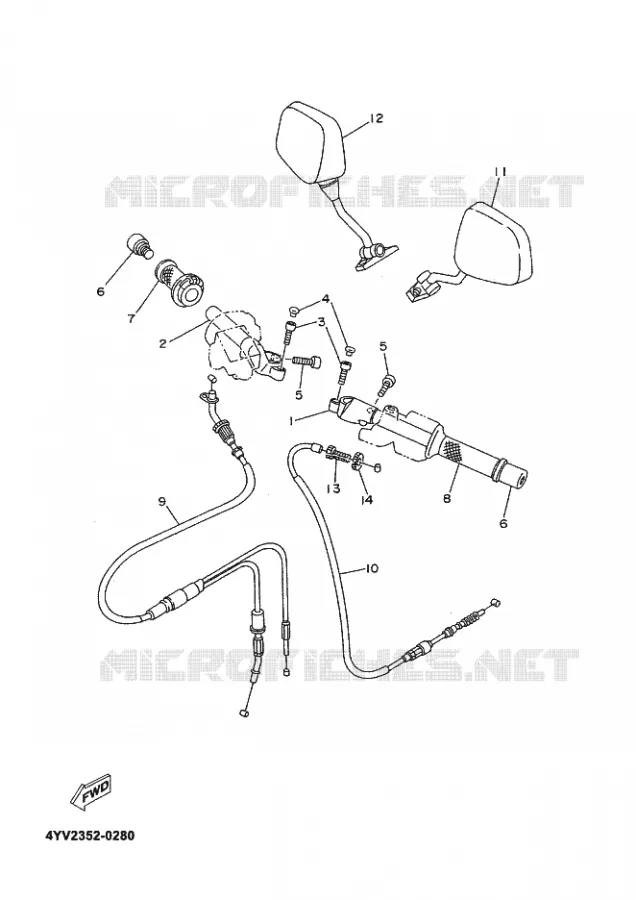 GUIDON ET CABLES Yamaha MOTO 50 2002 TZR  TZR50