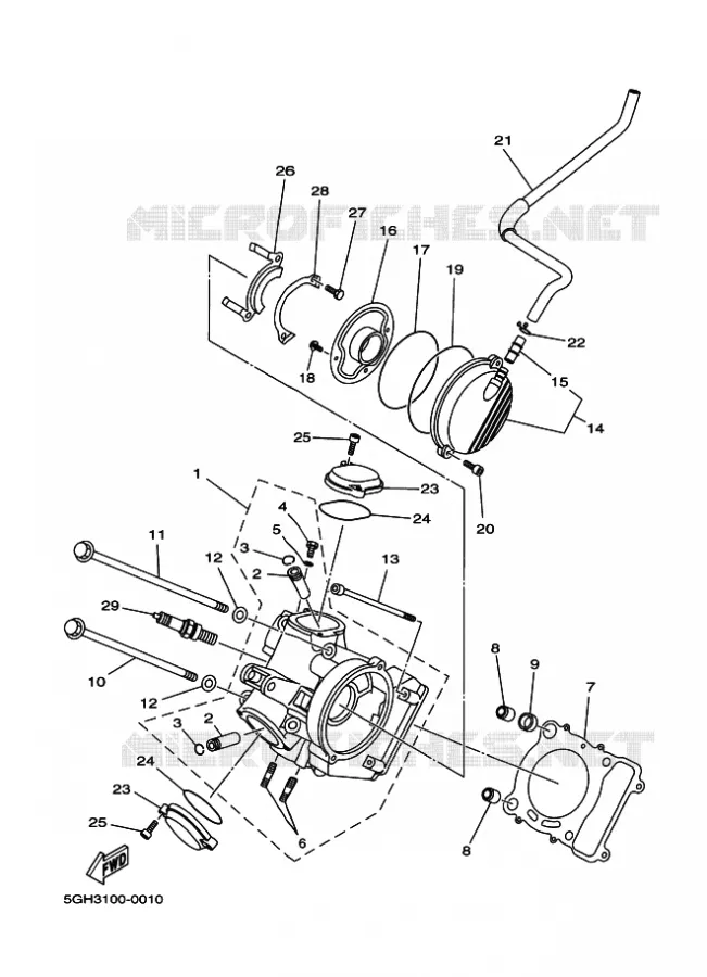 CULASSE Yamaha QUAD 400 2000 KODIAK  YFM400FWA