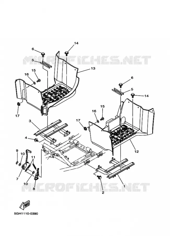 SUPPORT / REPOSE PIEDS Yamaha QUAD 400 2000 KODIAK  YFM400FWA