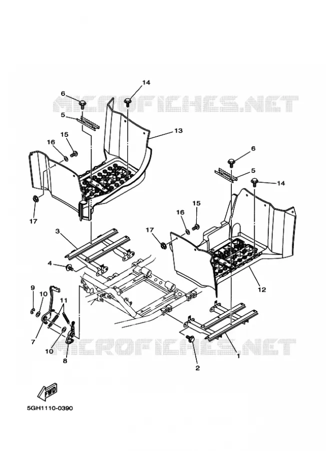 SUPPORT / REPOSE PIEDS Yamaha QUAD 400 2002 KODIAK  YFM400FWA