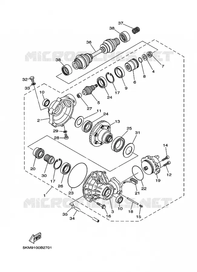 DIFFERENTIEL AVANT Yamaha QUAD 660 2003 GRIZZLY  YFM660FWA