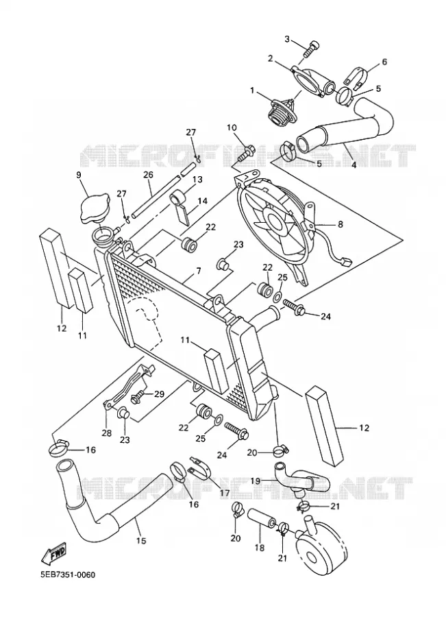 RADIATEUR / DURITES Yamaha MOTO 600 2001 R6  YZF-R6
