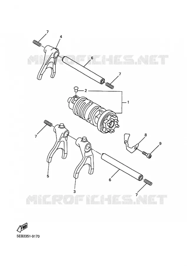 BARILLET DE SELECTION / FOURCHETTES Yamaha MOTO 600 2002 R6  YZF-R6