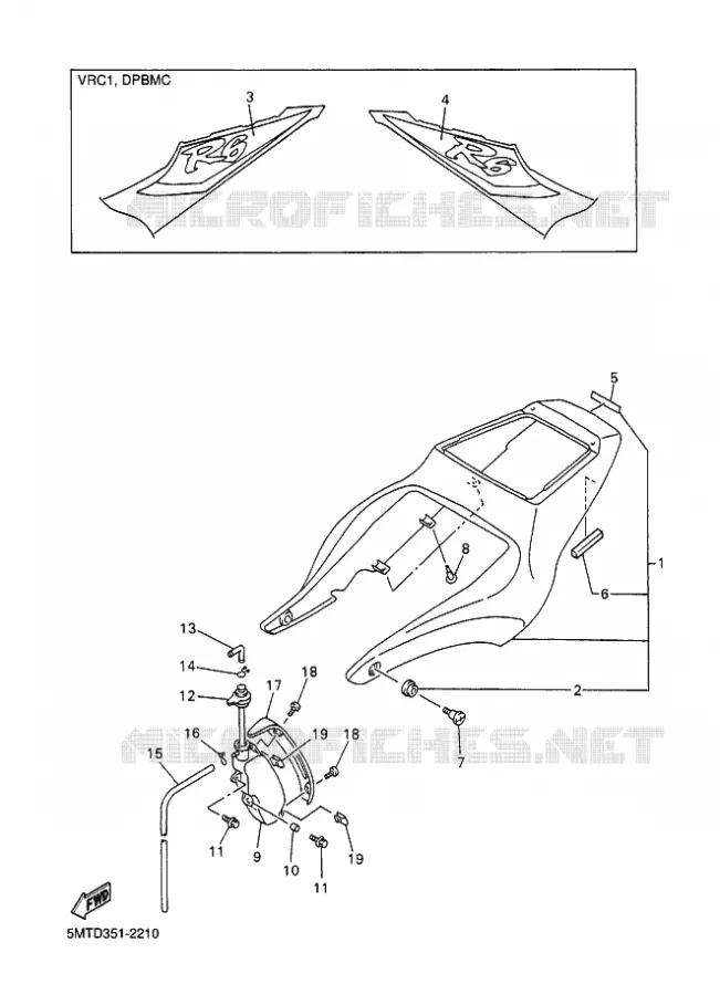 COUVERCLE LATERAL Yamaha MOTO 600 2002 R6  YZF-R6