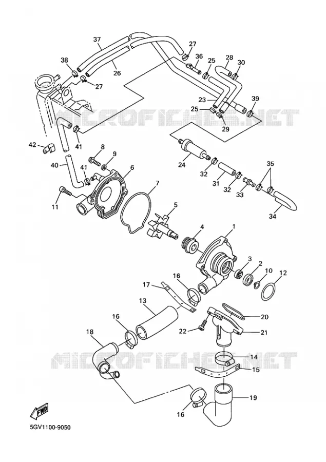 POMPE A EAU / DURITES Yamaha MOTO 600 2002 R6  YZF-R6