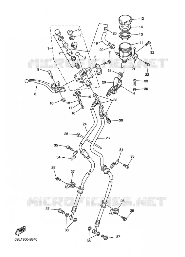 MAITRE CYLINDRE DE FREIN AVANT Yamaha MOTO 600 2003 R6  YZF-R6