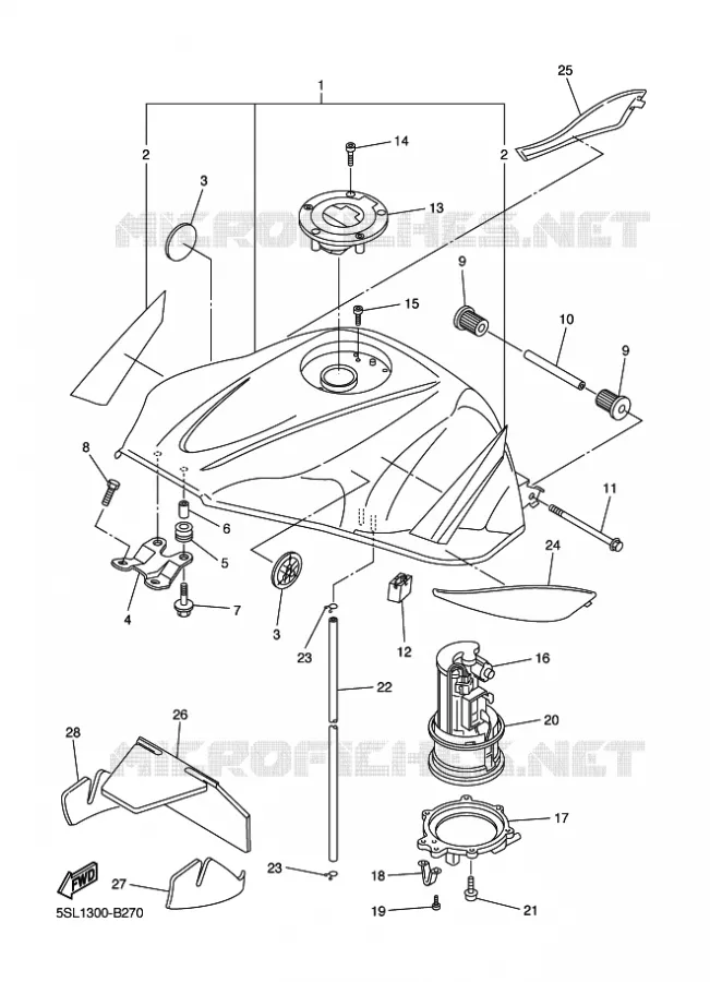 RESERVOIR A ESSENCE Yamaha MOTO 600 2003 R6  YZF-R6