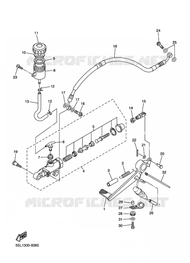 MAITRE CYLINDRE DE FREIN ARRIERE Yamaha MOTO 600 2004 R6  YZF-R6