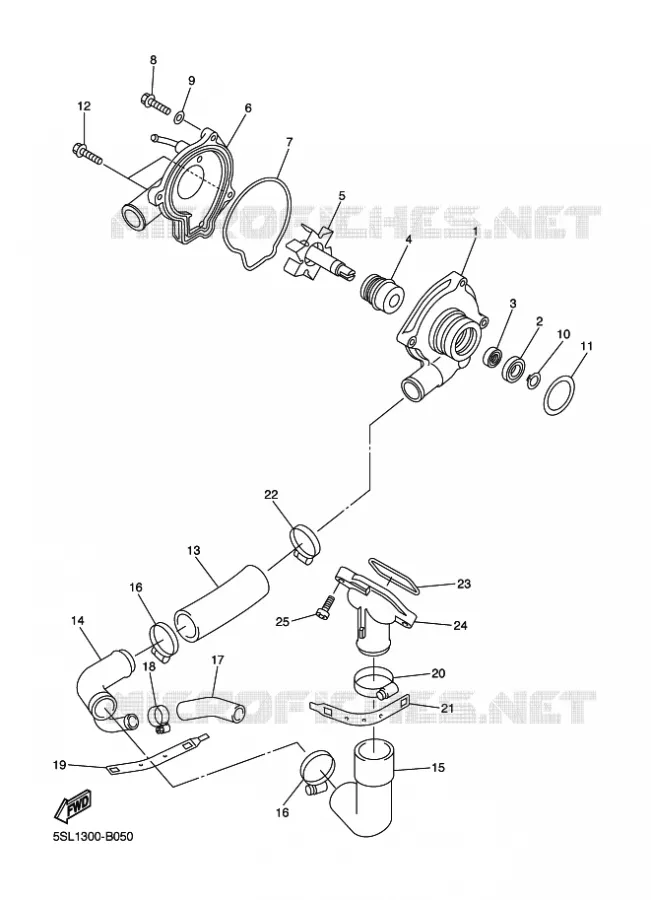 POMPE A EAU / DURITES Yamaha MOTO 600 2005 R6  YZF-R6
