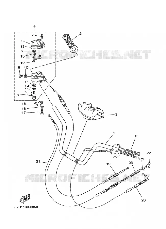 GUIDON ET CABLES Yamaha QUAD 400 2003 KODIAK 2WD  YFM400AN