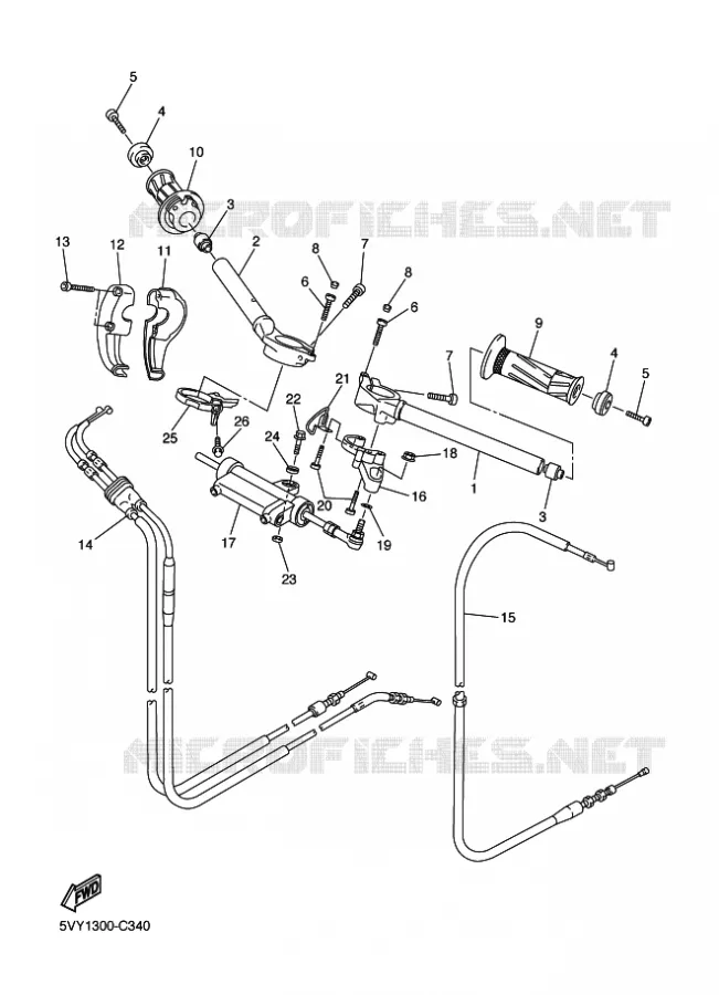 GUIDON ET CABLES Yamaha MOTO 1000 2004 R1  YZF-R1