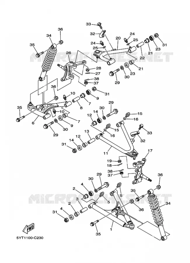 SUSPENSION / ROUE AVANT Yamaha QUAD 350 2005 RAPTOR  YFM350