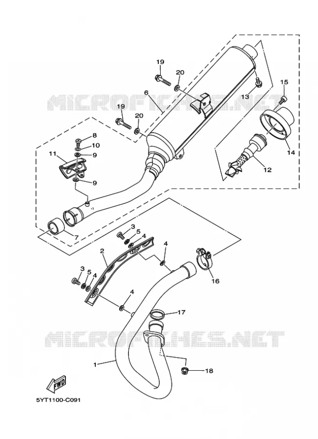 ECHAPPEMENT Yamaha QUAD 350 2007 RAPTOR  YFM350
