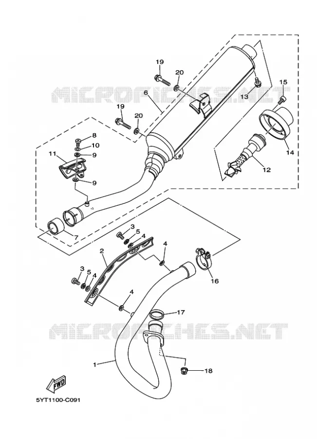 ECHAPPEMENT Yamaha QUAD 350 2007 RAPTOR  YFM350