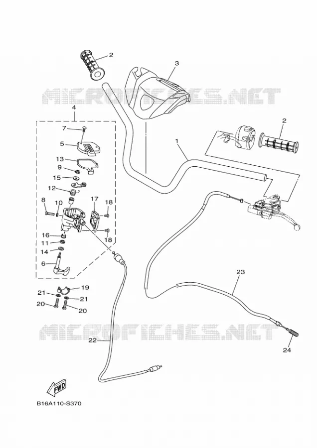 GUIDON ET CABLES Yamaha QUAD 700 2017 KODIAK  YFM700FWB