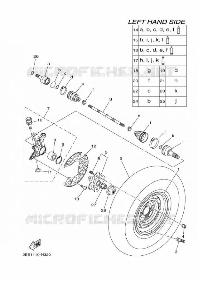 ROUE AVANT Yamaha QUAD 700 2017 KODIAK  YFM700FWB