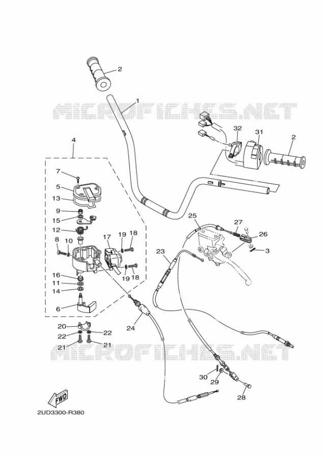 GUIDON ET CABLES Yamaha QUAD 700 2016 GRIZZLY  YFM700FWADYFM70GPLGGRIZZLY EPS LE
