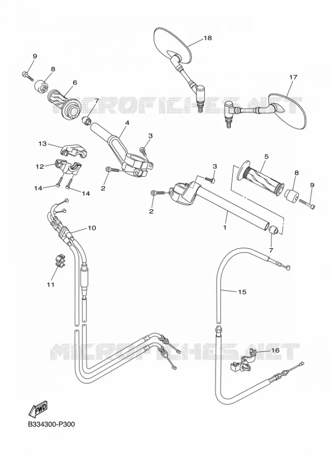 GUIDON ET CABLES Yamaha MOTO 950 2016 XV  XVS950CR