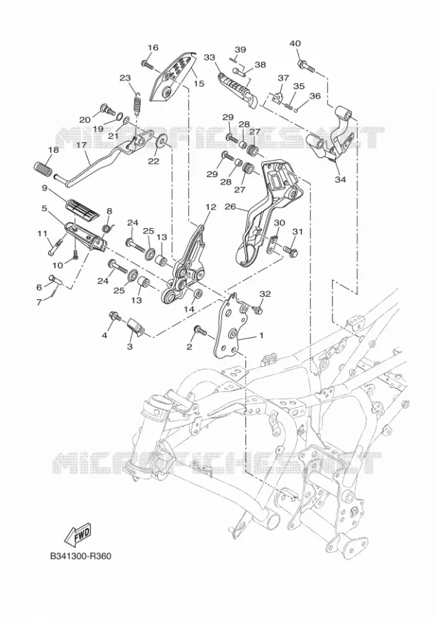 SUPPORT / REPOSE PIEDS 2 Yamaha MOTO 690 2016 XSR  XSR700