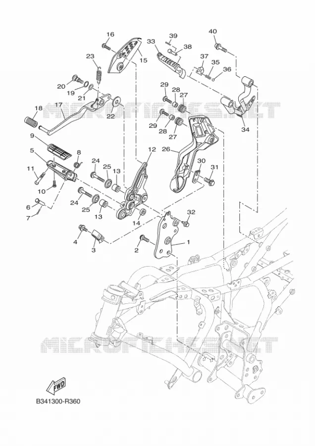 SUPPORT / REPOSE PIEDS 2 Yamaha MOTO 690 2016 XSR  XSR700