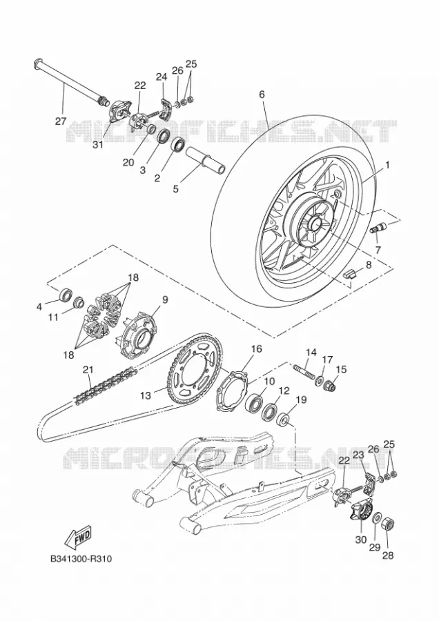 ROUE ARRIERE Yamaha MOTO 690 2017 XSR  MTM690-U