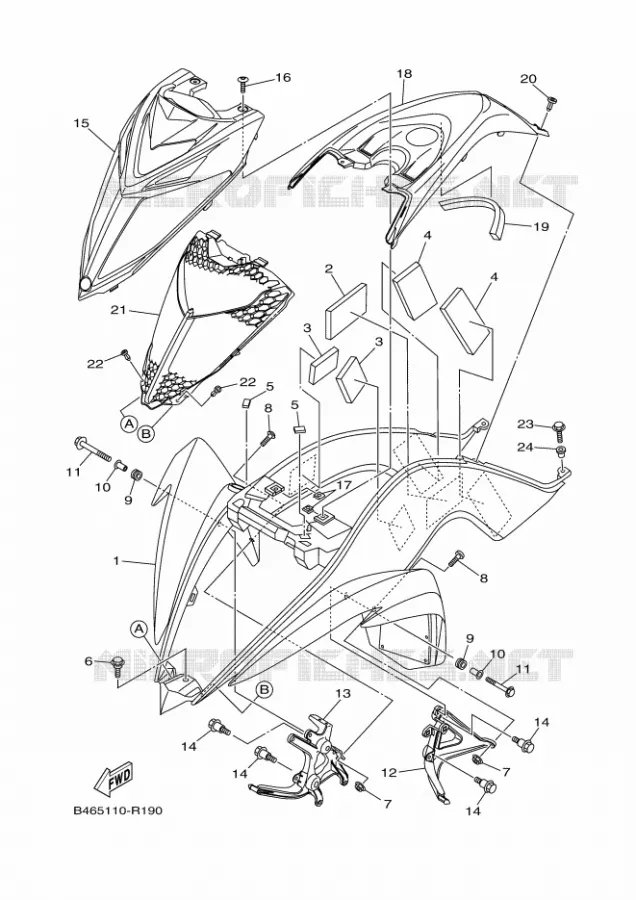 GARDE BOUE AVANT Yamaha QUAD 700 2017 RAPTOR  YFM700R