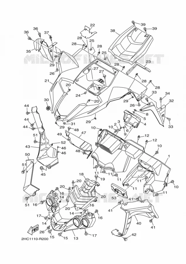 GARDE BOUE AVANT Yamaha SIDE BY SIDE 1000 2017 YXZ  YXZ1000ETS