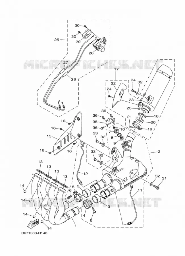 ECHAPPEMENT Yamaha MOTO 1000 2016 MT  MTN1000