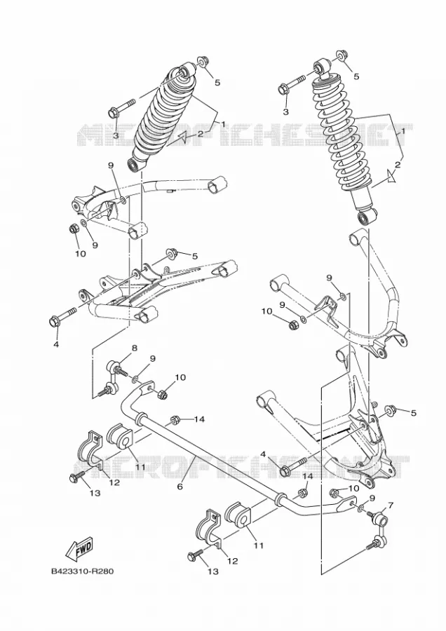 AMORTISSEUR ARRIERE Yamaha SIDE BY SIDE 700 2016 VIKING  YXC700E