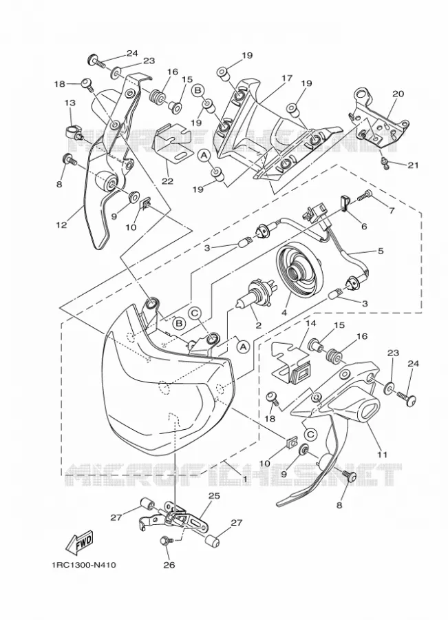 PHARE  Yamaha MOTO 900 2016 MT  MT09