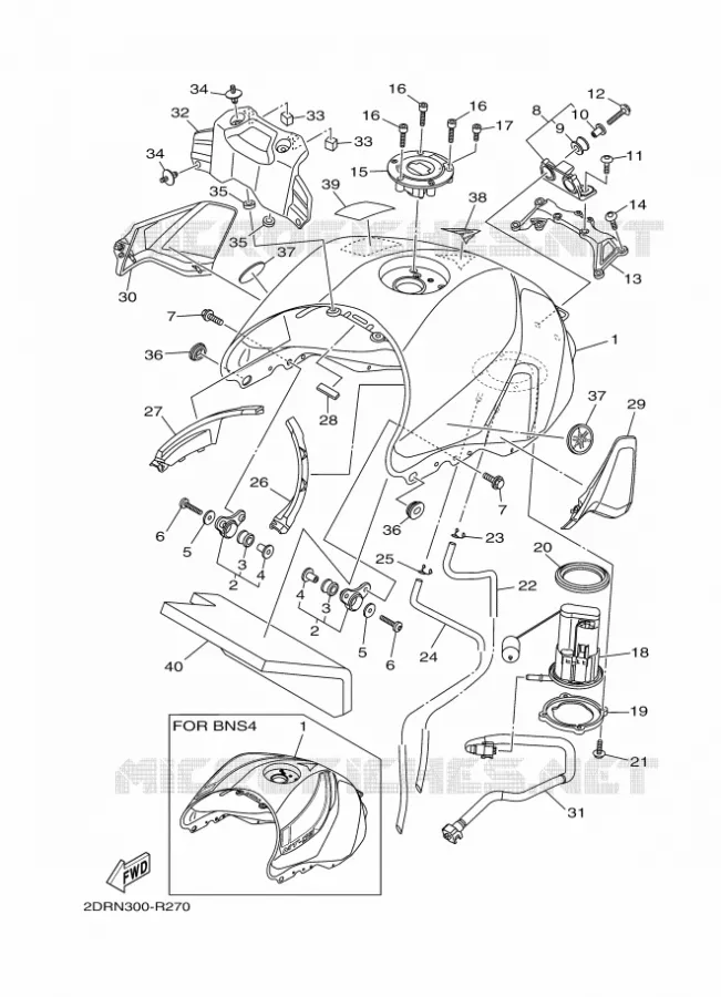 RESERVOIR A ESSENCE Yamaha MOTO 900 2016 MT  MT09