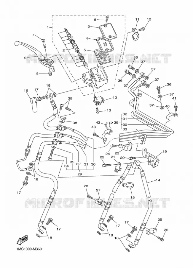 MAITRE CYLINDRE DE FREIN AVANT Yamaha MOTO 1300 2016 FJR  FJR1300-A