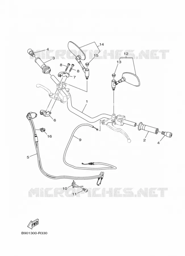 GUIDON ET CABLES Yamaha MOTO 900 2016 XSR  MTM850
