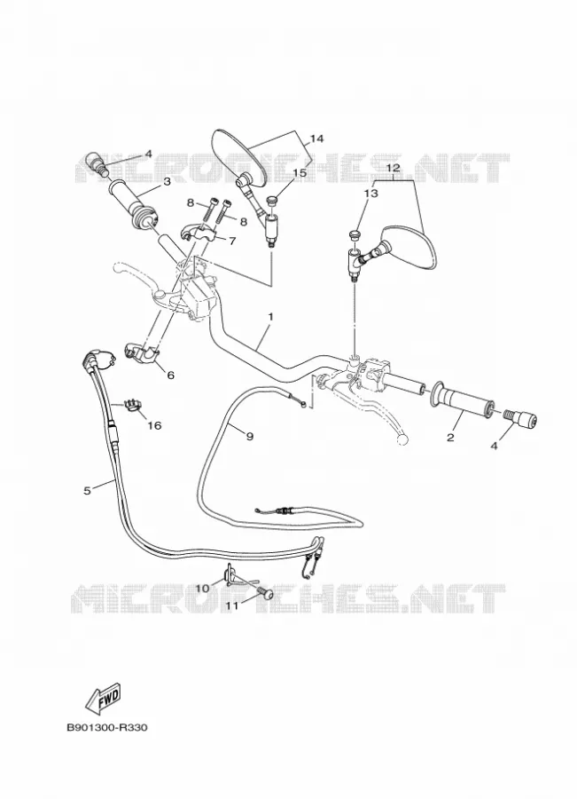 GUIDON ET CABLES Yamaha MOTO 900 2016 XSR  MTM850
