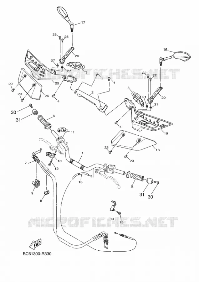 GUIDON ET CABLES Yamaha MOTO 700 2016 TRACER  MTT690-A