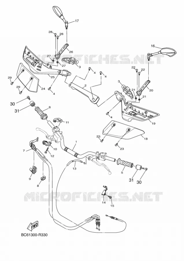 GUIDON ET CABLES Yamaha MOTO 700 2016 TRACER  MTT690-A