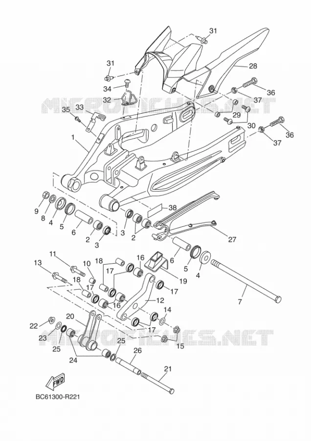 BRAS ARRIERE Yamaha MOTO 690 2016 MT  MTT690-U