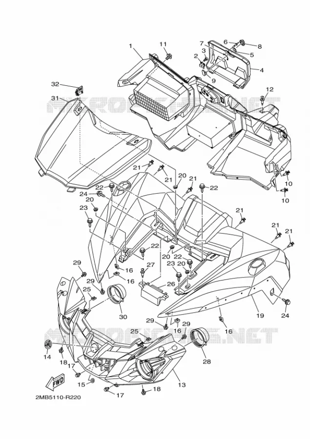 GARDE BOUE AVANT Yamaha SIDE BY SIDE 700 2016 WOLVERINE  YXE700ES