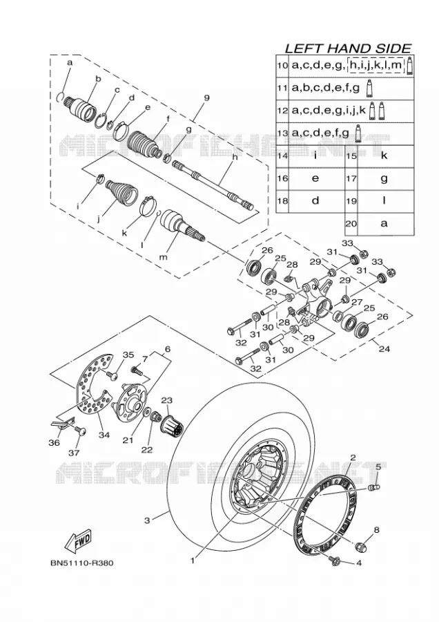 ROUE ARRIERE Yamaha SIDE BY SIDE 700 2016 WOLVERINE  YXE700ES
