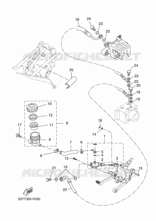 MAITRE CYLINDRE DE FREIN ARRIERE Yamaha MOTO 125 2017 R125  YZF-R125A