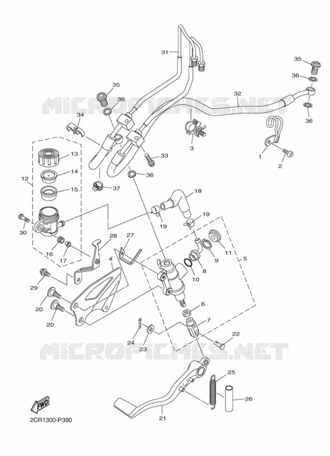 MAITRE CYLINDRE DE FREIN ARRIERE Yamaha MOTO 1000 2017 R1  YZF-R1