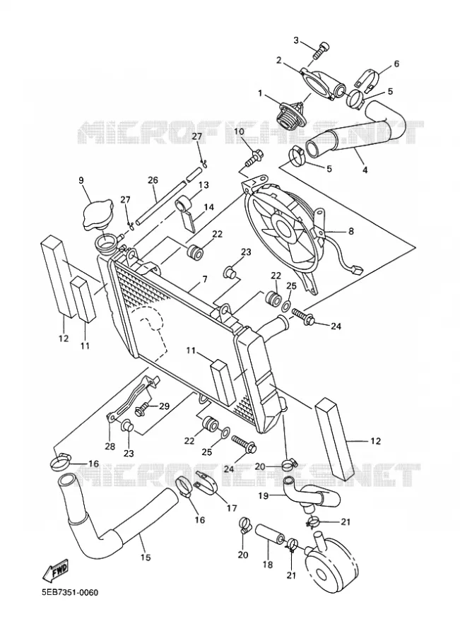 RADIATEUR / DURITES Yamaha MOTO 600 2001 R6  YZF-R6