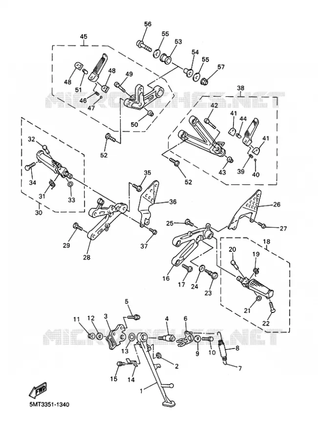 SUPPORT / REPOSE PIEDS Yamaha MOTO 600 2001 R6  YZF-R6