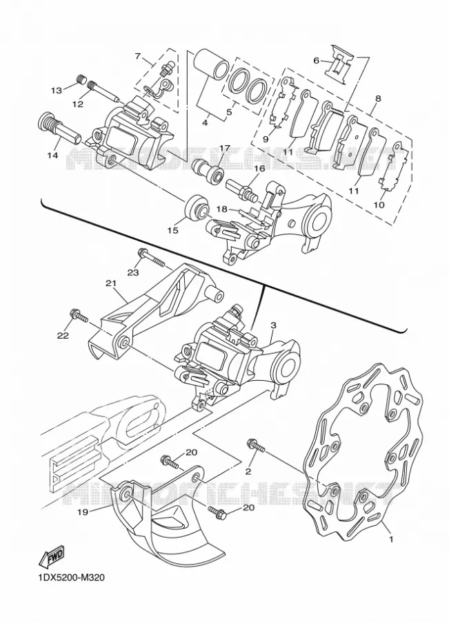 ETRIER DE FREIN ARRIERE Yamaha MOTO 450 2014 WRF  WR450F