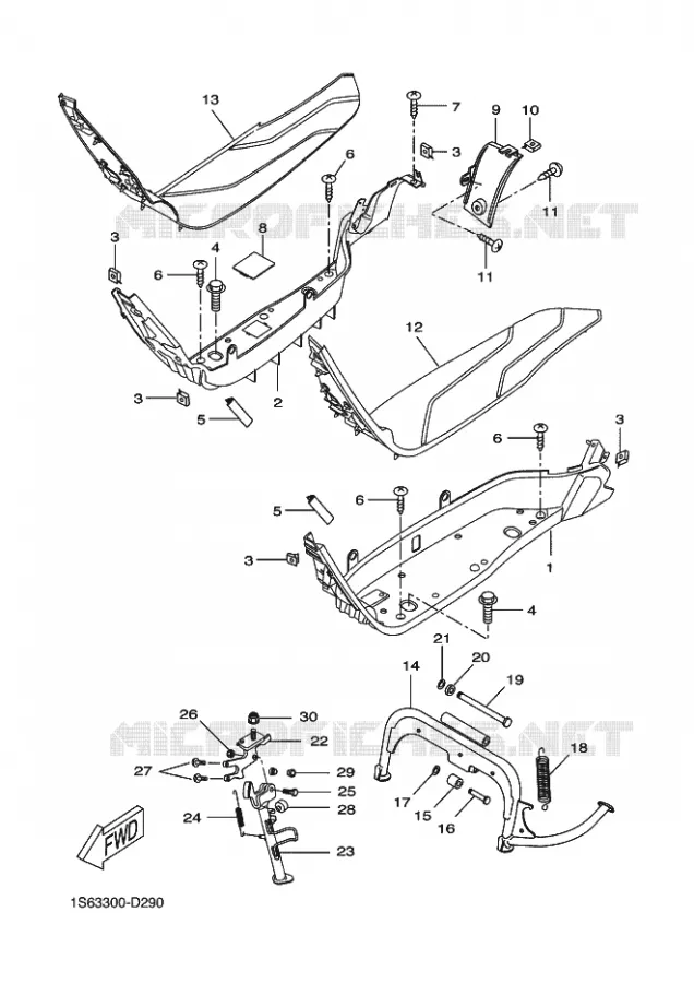 SUPPORT / REPOSE PIEDS Yamaha SCOOTER 300 2004 VERSITY  VP300