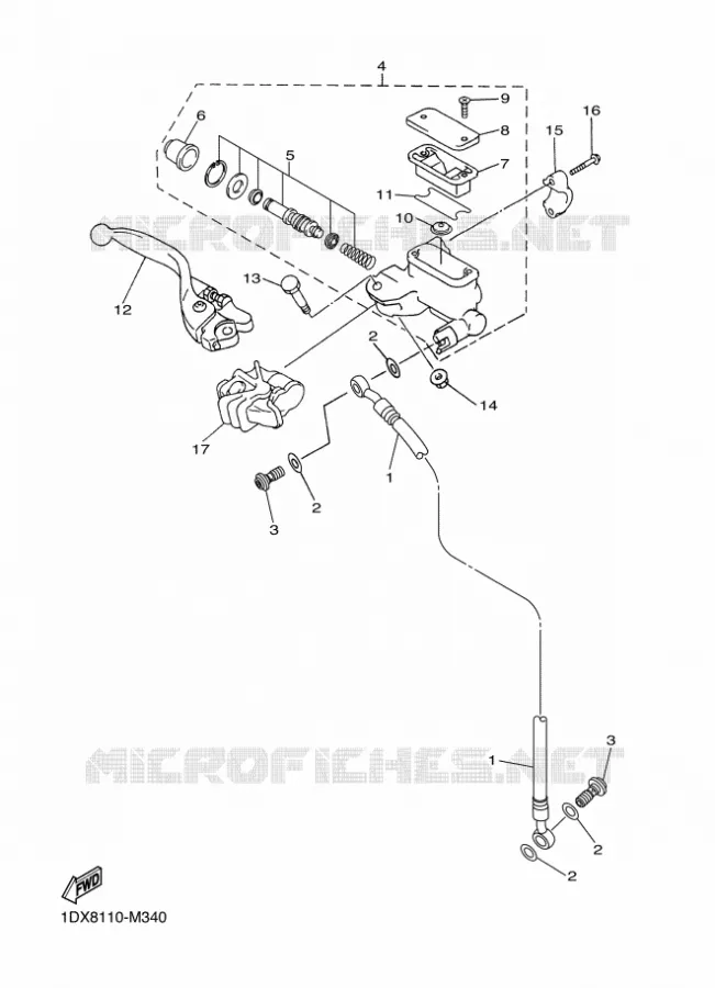 MAITRE CYLINDRE DE FREIN AVANT Yamaha MOTO 250 2016 WRF  WR250F