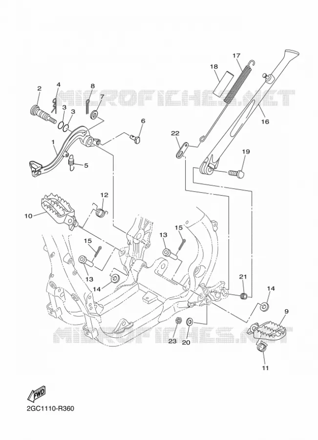 SUPPORT / REPOSE PIEDS Yamaha MOTO 450 2016 WRF  WR450F