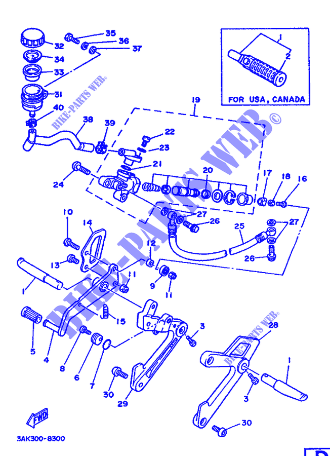 SUPPORT / REPOSE PIEDS pour Yamaha TZ250 de 1988