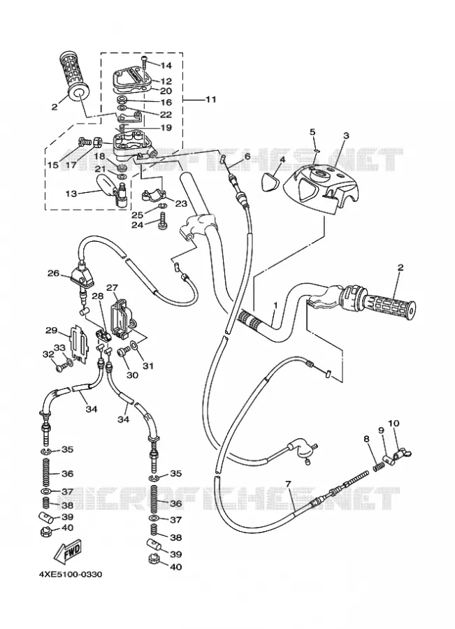 GUIDON ET CABLES Yamaha QUAD 250 2000 BEAR TRACKER  YFM250