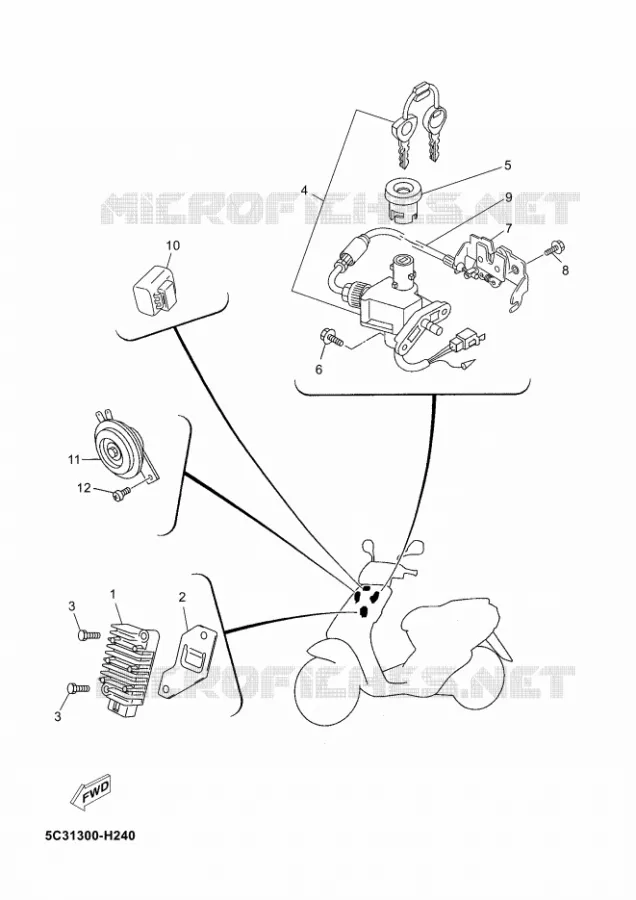 PARTIE ELECTRIQUE 1 Yamaha SCOOTER 50 2012 NEOS 4  YN50F